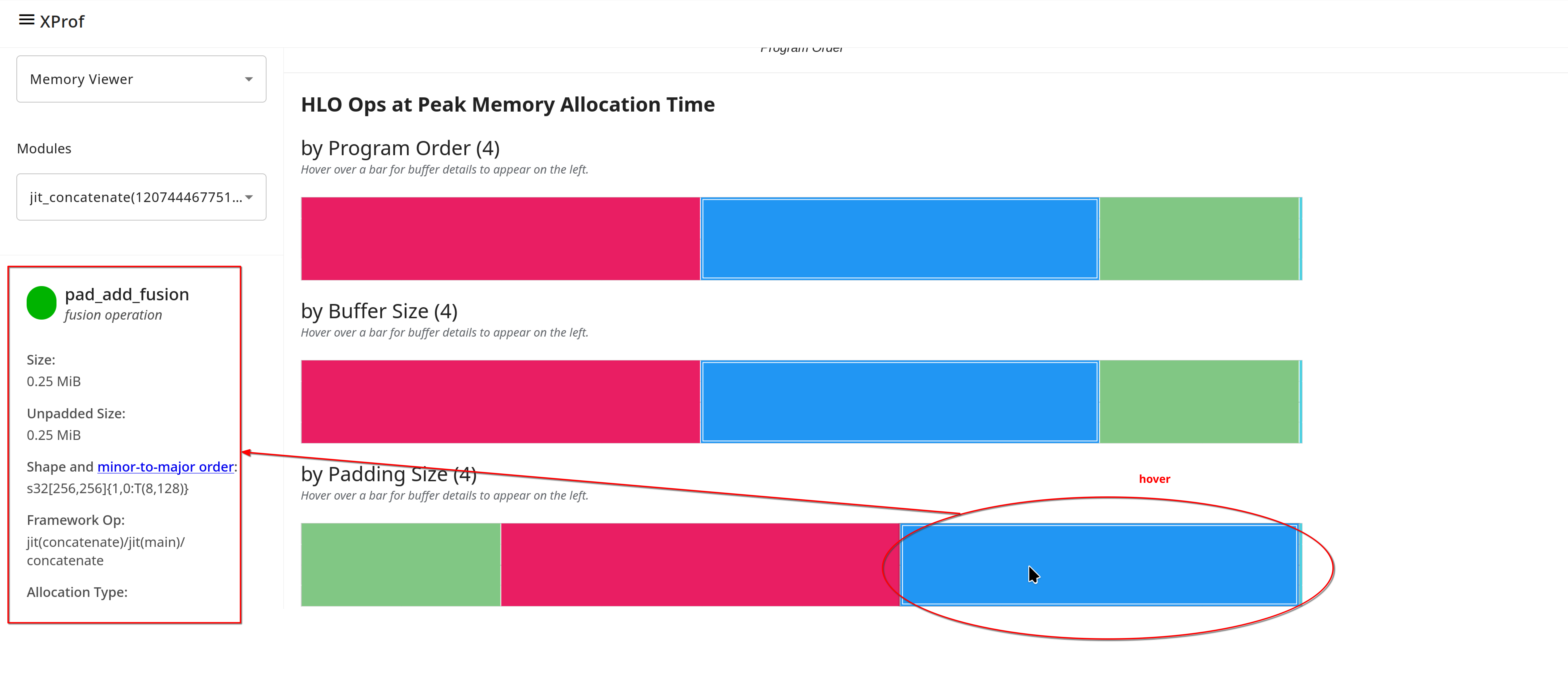 Memory Viewer buffer charts