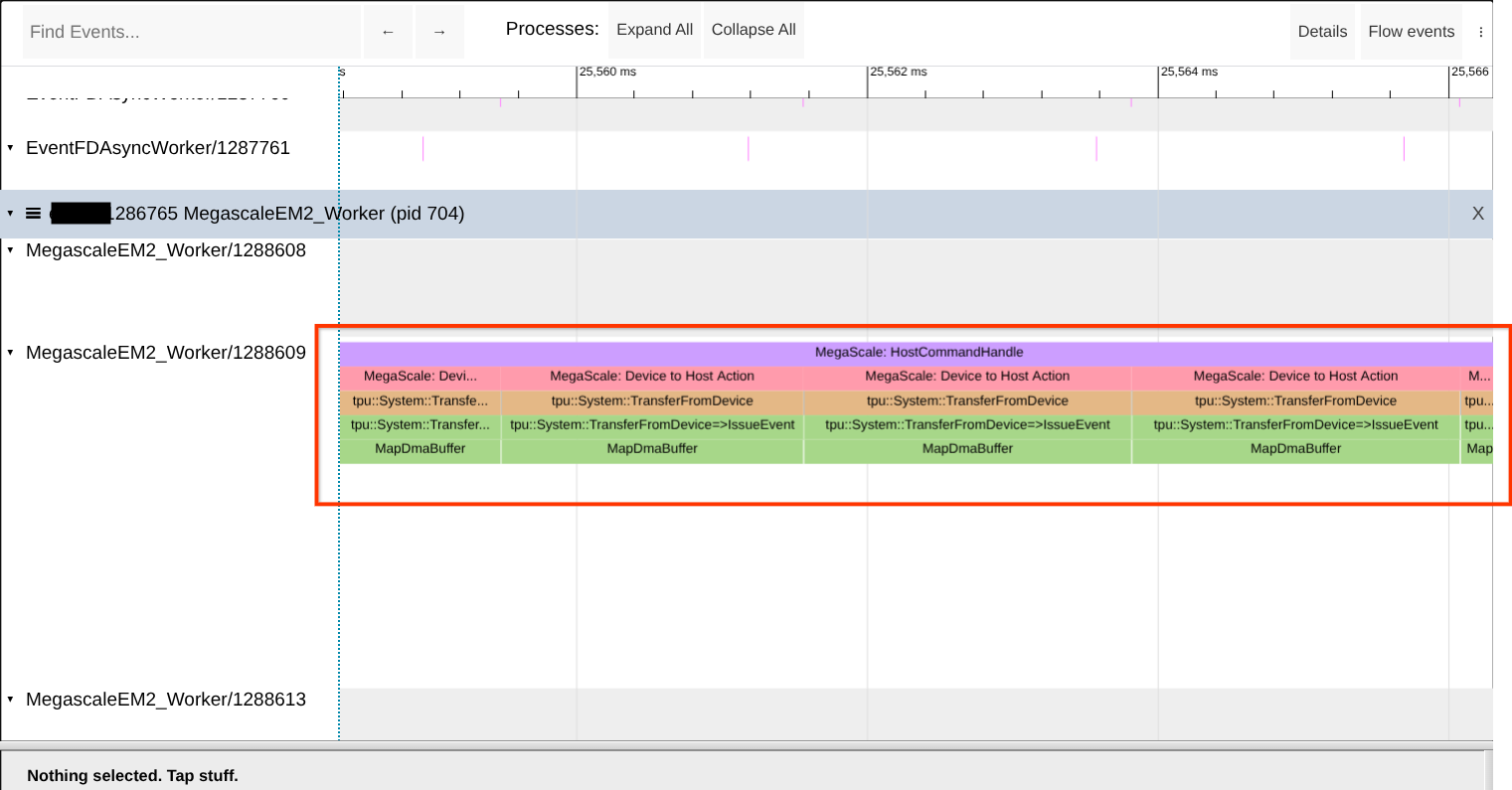 Example xprof trace showing MapDmaBuffer
calls